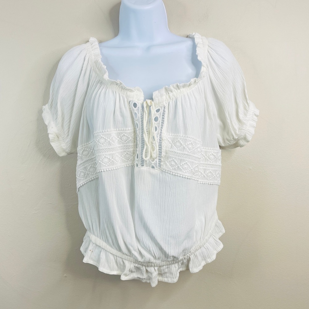 Y2K Milkmaid Peasant Blouse Top NWOT XLarge Cottage Festival Feminine Neutral